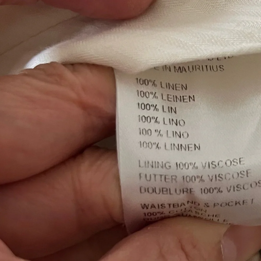 New & Lingwood Men’s Dress Slacks Trouser Cream Ivory Italian Linen Sz 42 Luxury